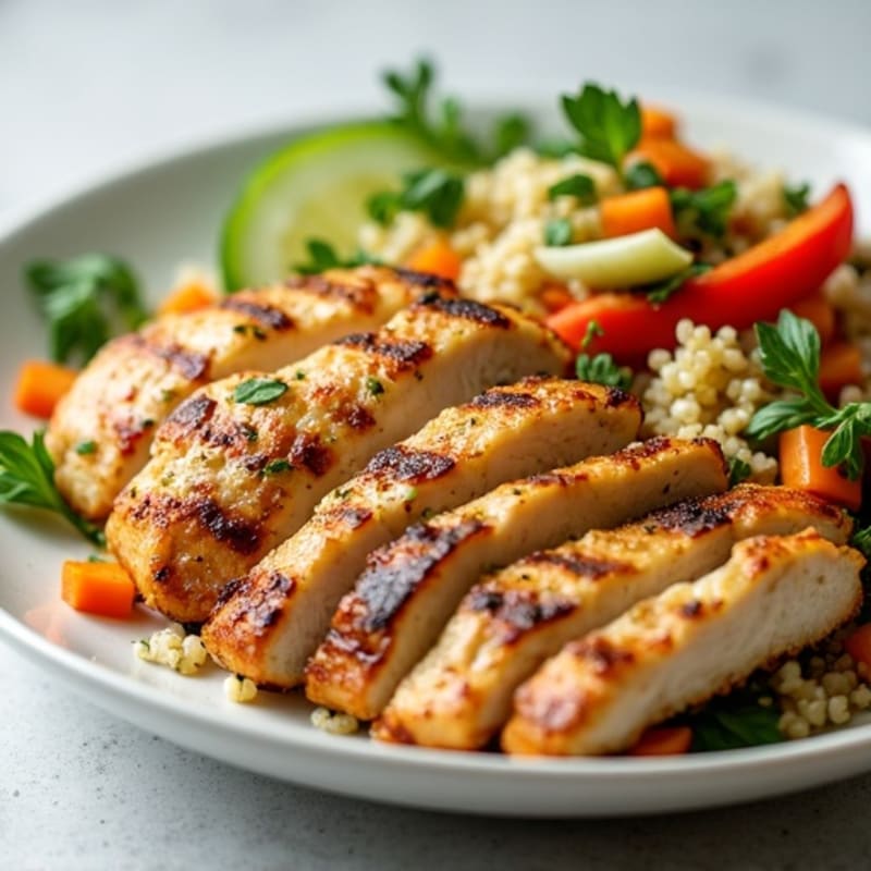 Grilled Chicken Breast with Crunchy Quinoa Salad