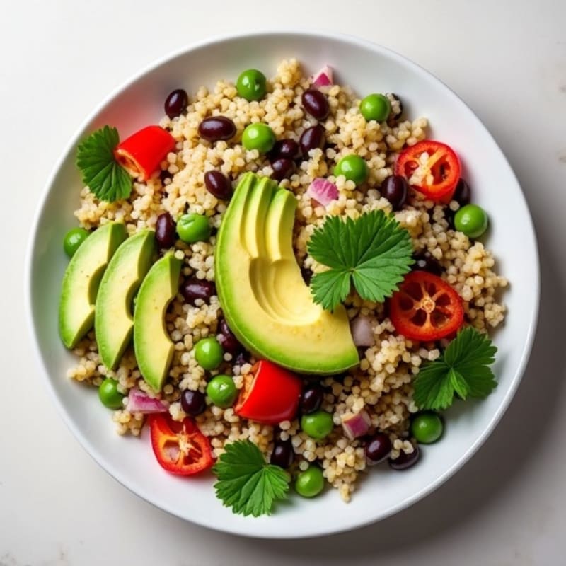 Fresh Quinoa and Black Bean Salad with Creamy Avocado