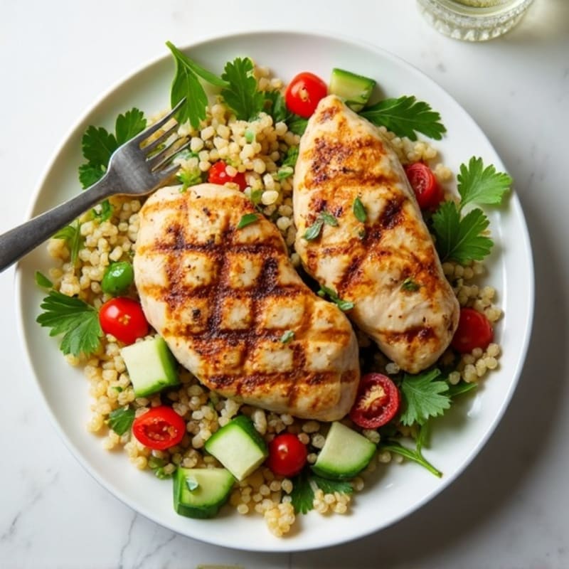 Grilled Chicken Breast with Crunchy Quinoa Salad