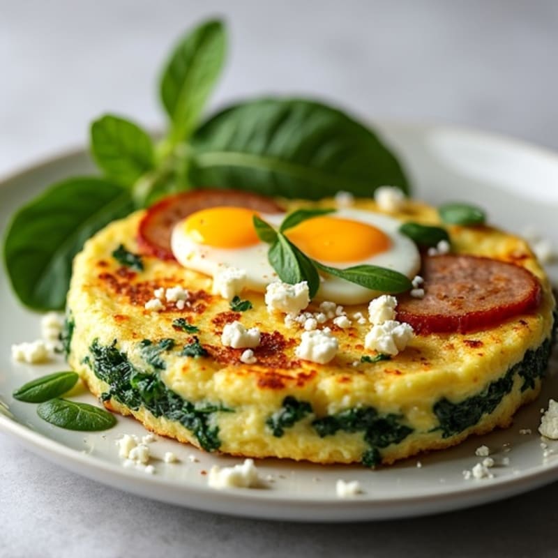 Spinach Feta Egg White Frittata with Turkey Sausage