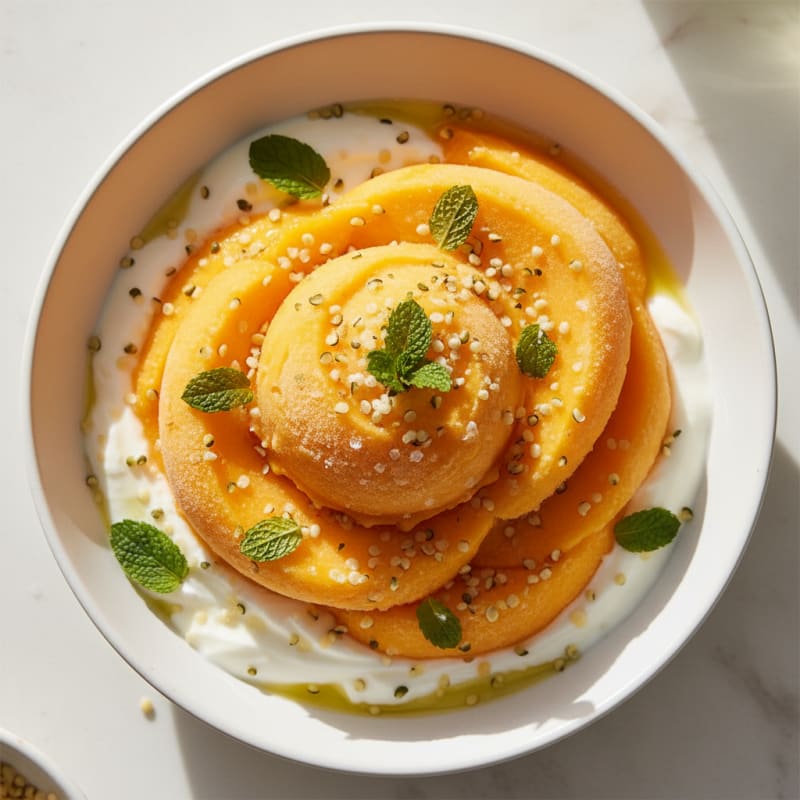 High-Protein Mango Mint Sorbet Bowl