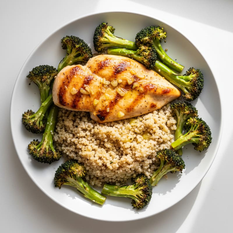 Grilled Chicken Breast with Roasted Broccoli and Quinoa