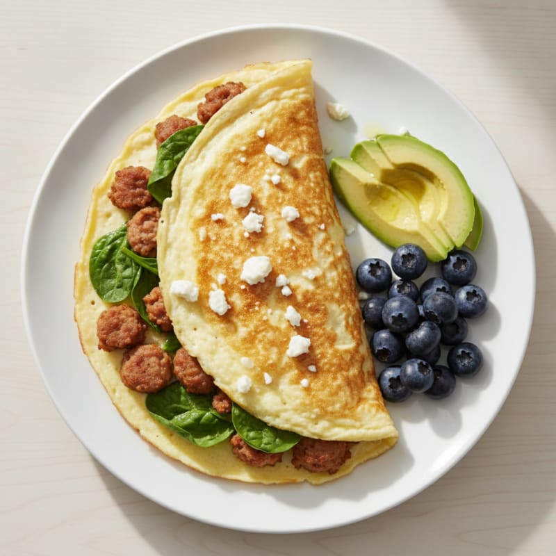 Egg White Omelette with Turkey Sausage and Spinach