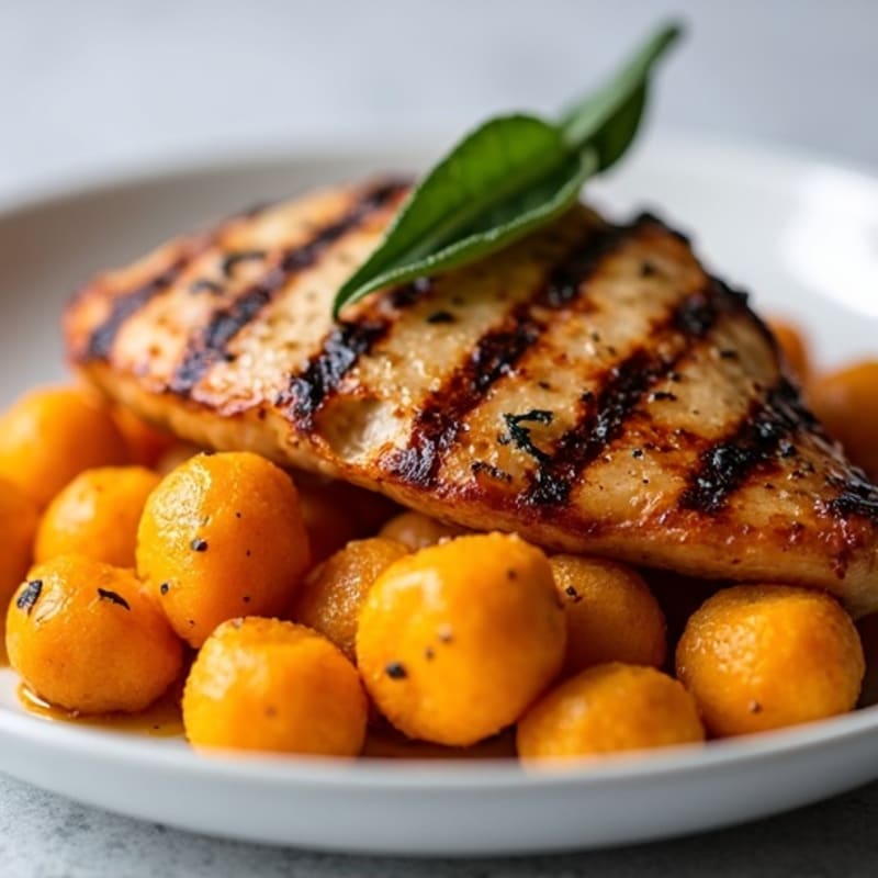 Crispy Sweet Potato Gnocchi with Sage Brown Butter and Grilled Chicken
