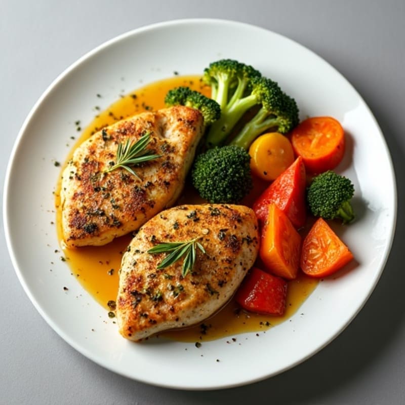 Herb-Crusted Pan Seared Chicken with Roasted Vegetables