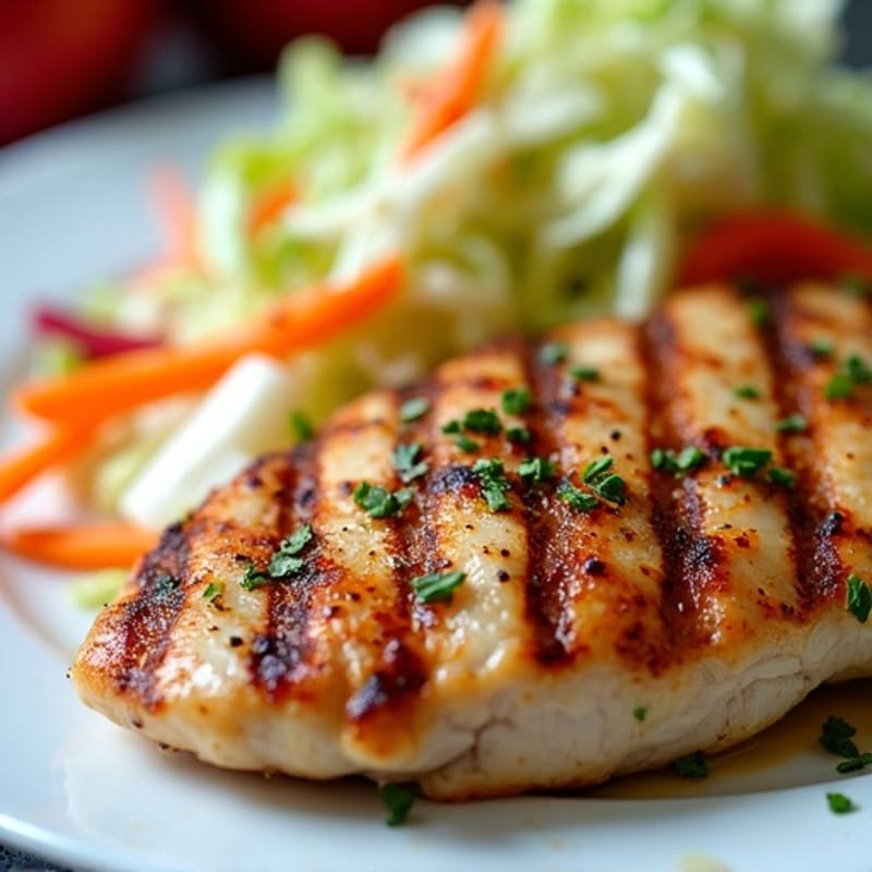 Grilled Chicken Breast with Crunchy Vegetable Slaw