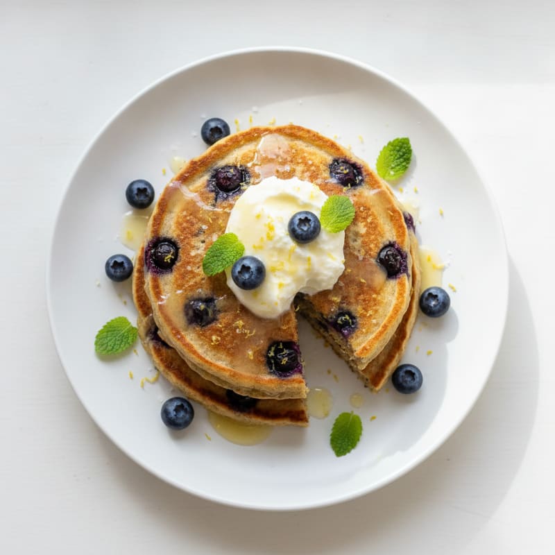 Blueberry Ricotta Pancakes with Lemon Zest