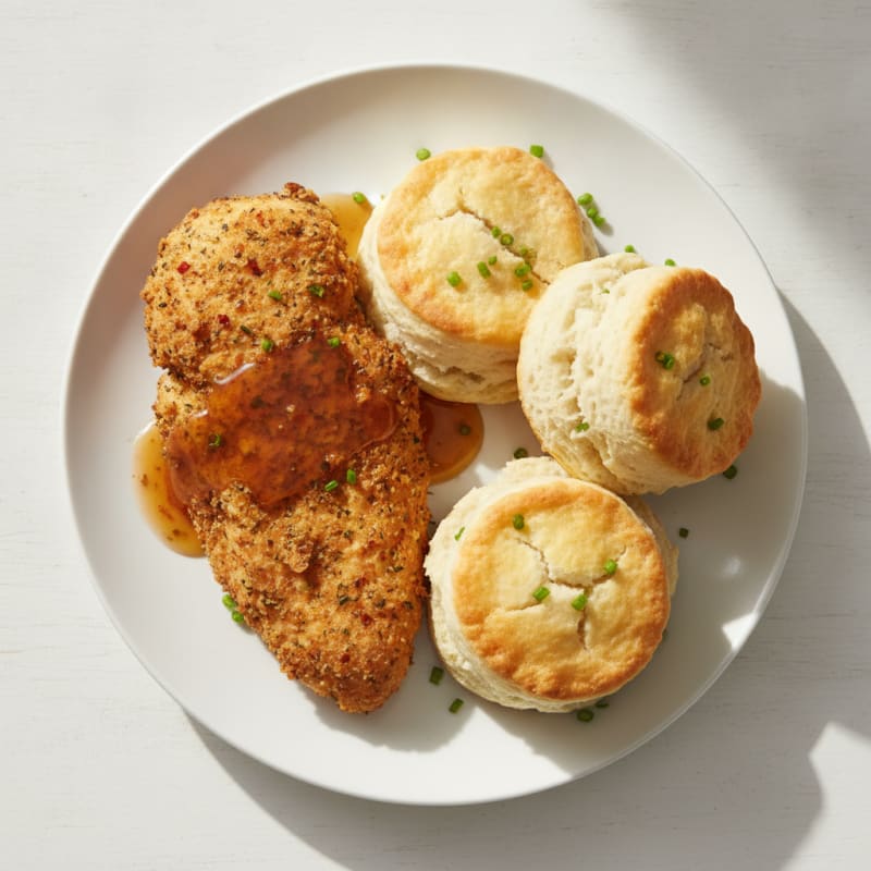 Buttermilk Fried Chicken with Fluffy Biscuits