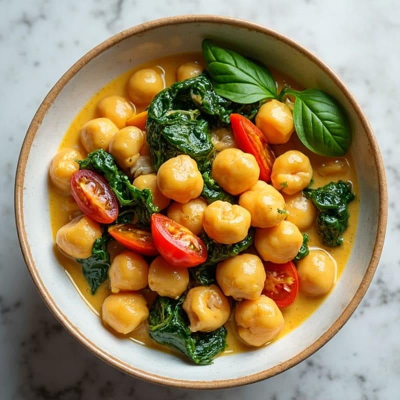 Creamy Coconut Chickpea and Spinach Curry Bowl