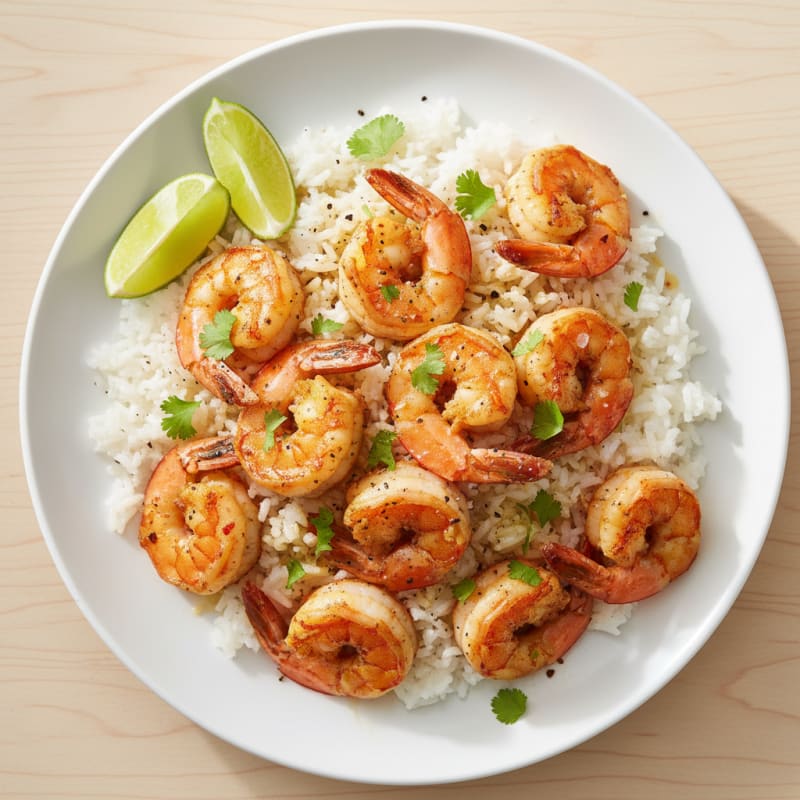 Garlic Shrimp with Coconut Rice