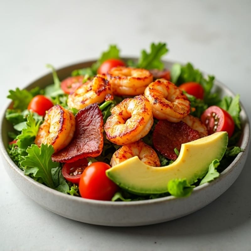 Crispy Bacon and Avocado Salad with Fresh Greens and Ripe Tomatoes