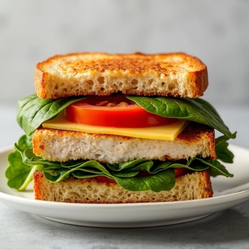 Crispy Grilled Turkey and Spinach Stacked Sandwich