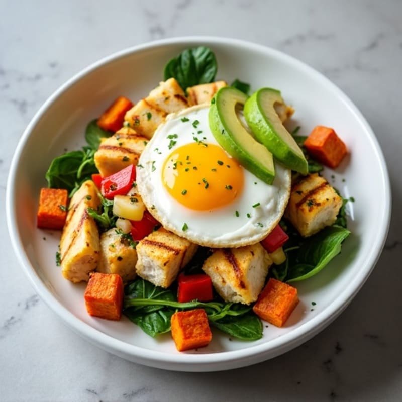 Egg White Vegetable Scramble with Grilled Chicken