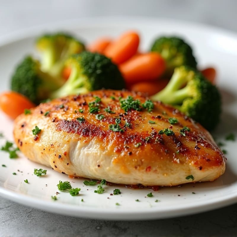 Herb-Roasted Chicken with Glazed Carrots and Crispy Broccoli