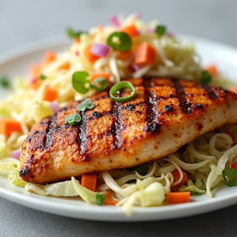 Grilled Chicken Breast with Crunchy Cabbage Slaw