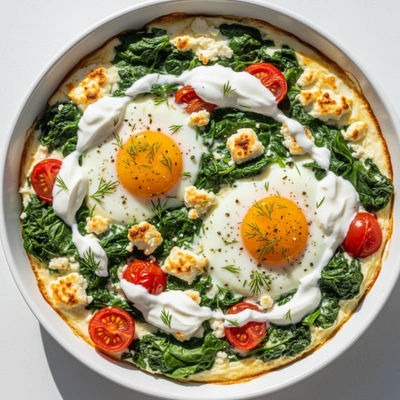 Creamy Feta and Spinach Baked Eggs