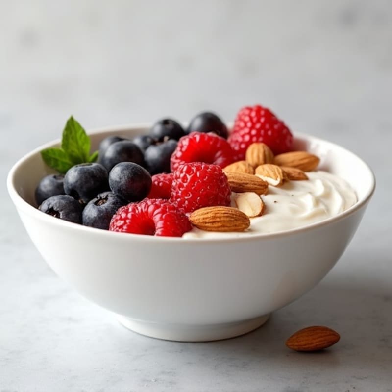 Greek Yogurt Protein Bowl with Mixed Berries and Almonds