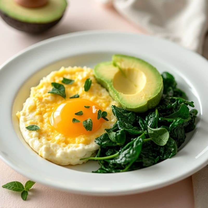 Egg White and Cottage Cheese Scramble with Sautéed Spinach