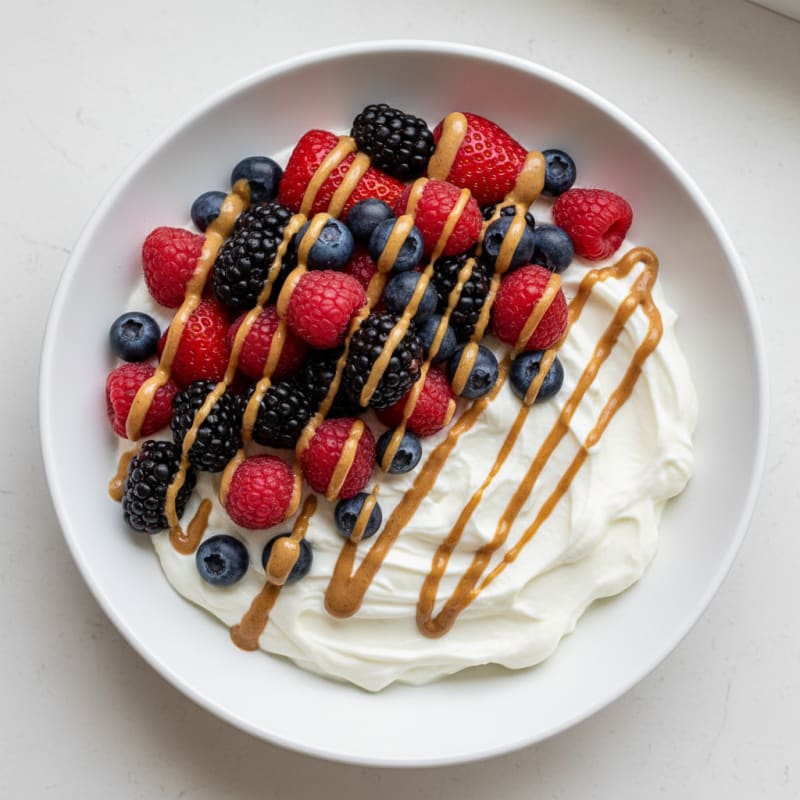Silky Protein Greek Yogurt Bowl with Berries and Almond Butter