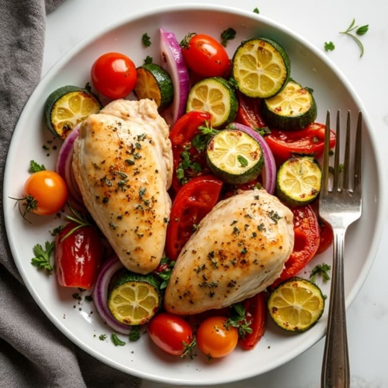 Sheet Pan Lemon Herb Roasted Chicken and Crispy Roasted Vegetables