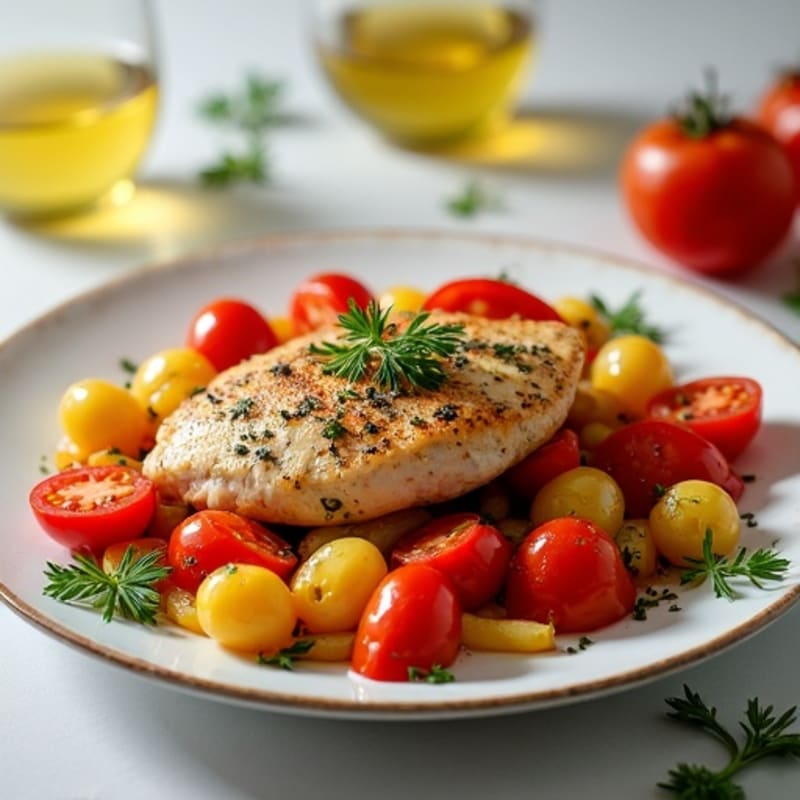 Herb-Braised Chicken with Bell Peppers and Tomatoes