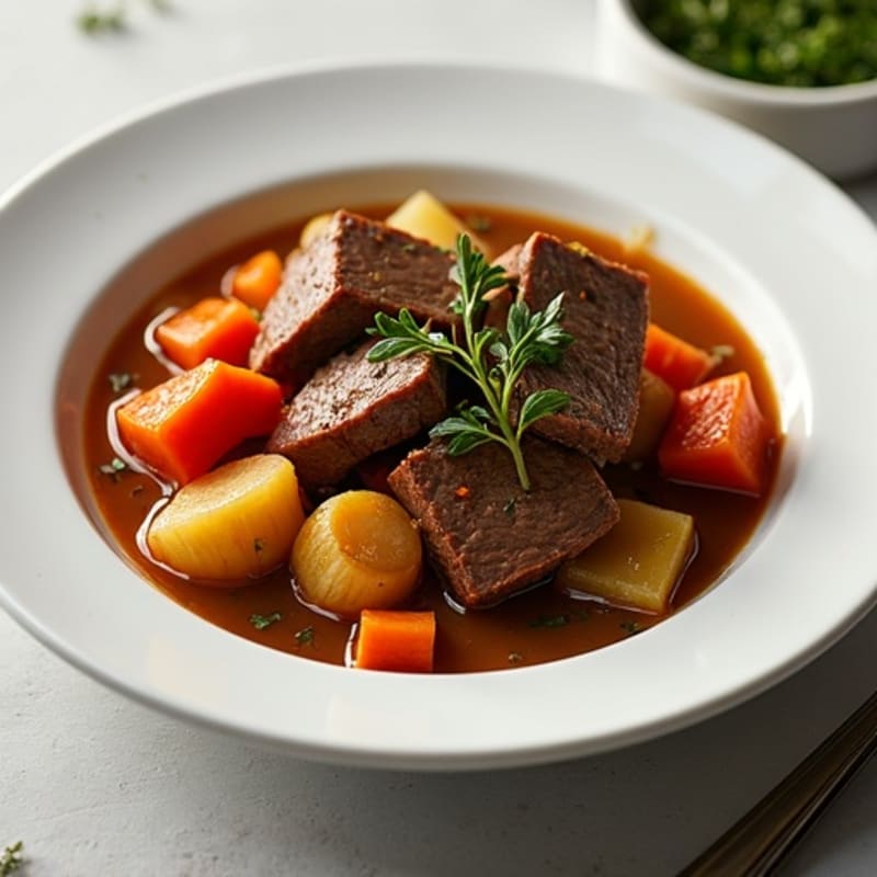 Herb-Braised Tender Beef Stew with Root Vegetables
