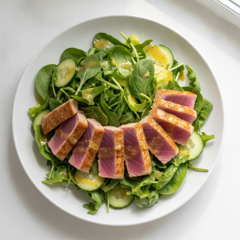 Seared Tuna Salad with Mixed Greens and Lemon Vinaigrette