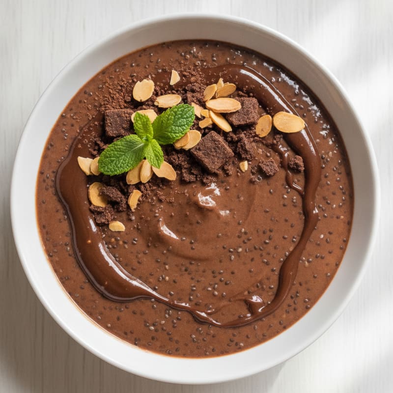 Silky Chocolate Protein Pudding with Chia Seeds