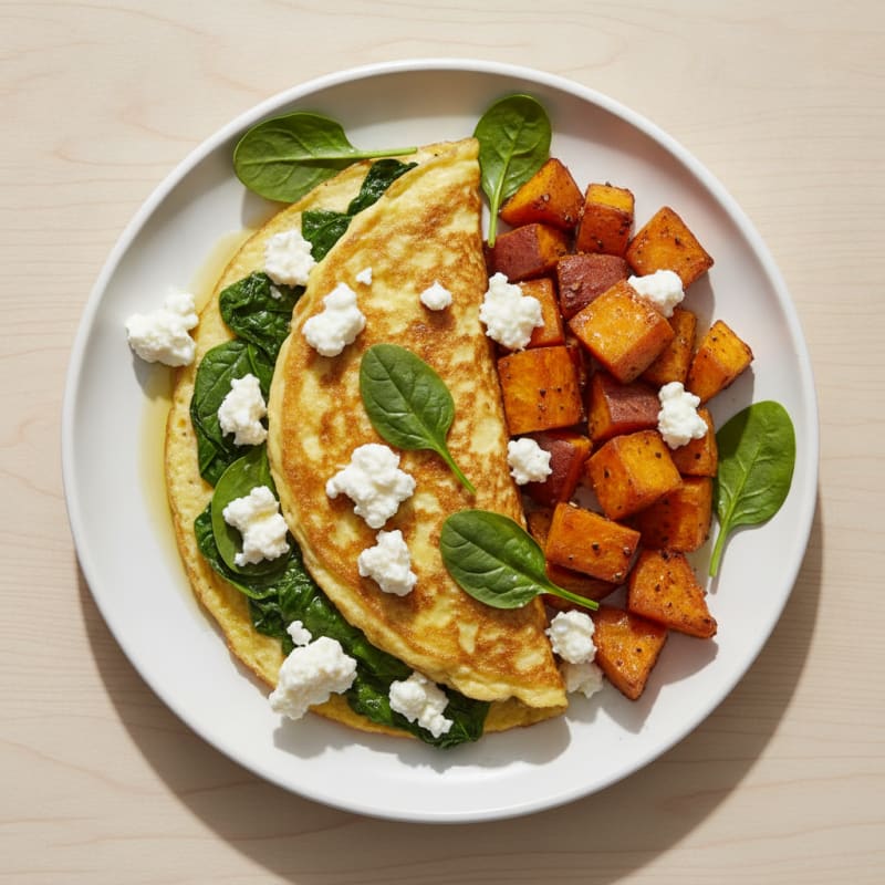 Egg White Spinach Omelette with Cottage Cheese