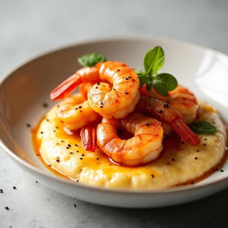 Spicy Pan-Seared Shrimp with Creamy Grits
