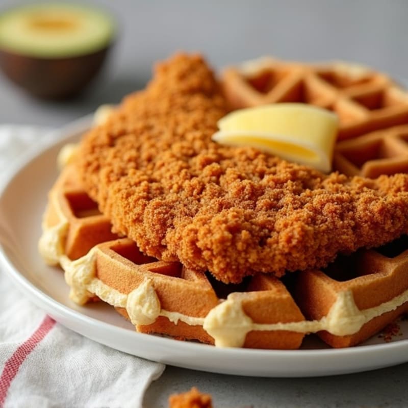 Golden Crispy Chicken with Whole Wheat Waffles