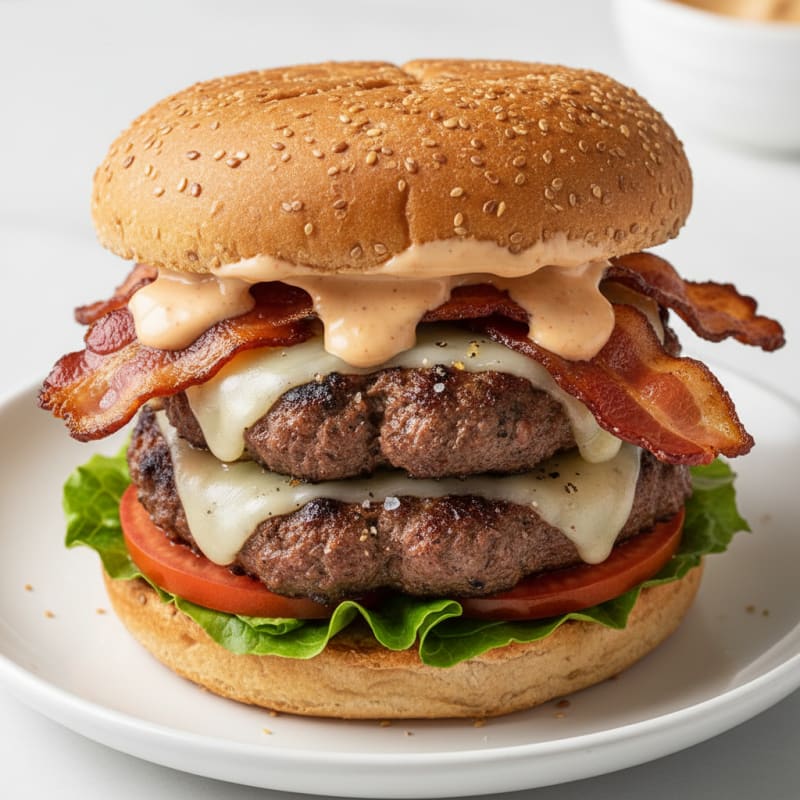 Double Bacon Cheeseburger with Secret Sauce