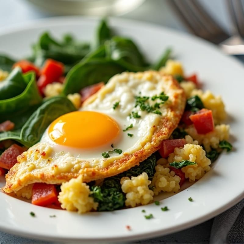 Cottage Cheese and Egg Scramble with Spinach and Turkey Bacon