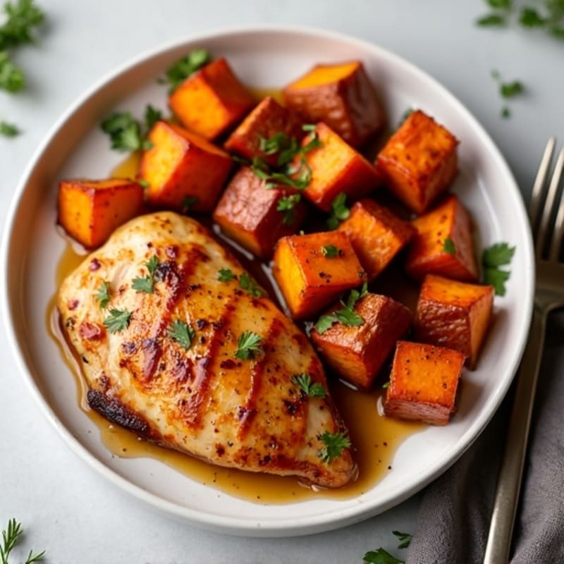 Sheet Pan Maple-Glazed Chicken and Crispy Roasted Sweet Potatoes