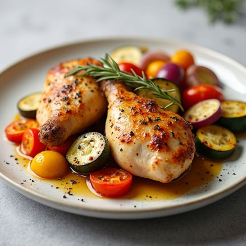Herb-Roasted Chicken with Crispy Skin and Roasted Vegetables
