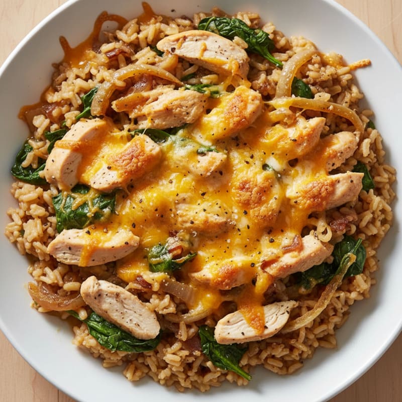 Chicken and Caramelized Onion Rice Bake