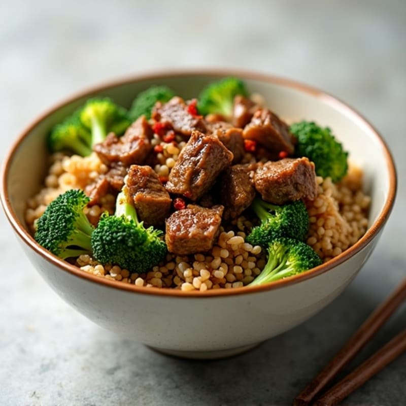 Tender Beef and Crispy Broccoli Stir-Fry Rice Bowl