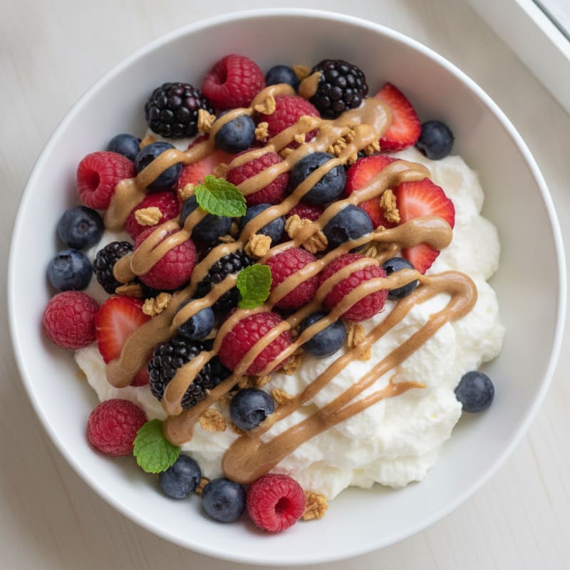 Silky Greek Yogurt Protein Mousse with Mixed Berries