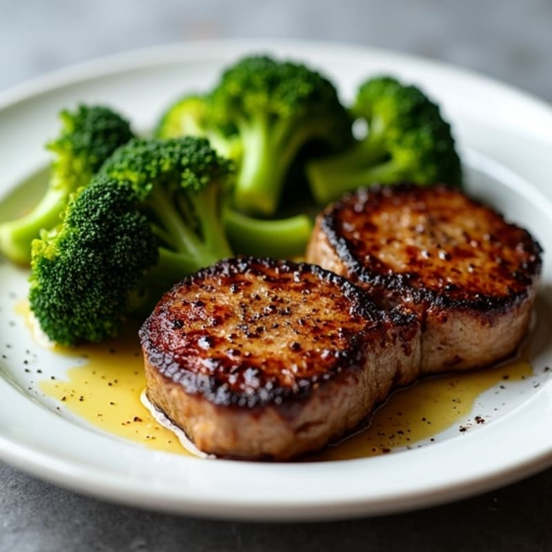 Pan-Seared Steak with Crispy Roasted Broccoli