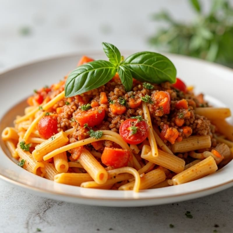Hearty Turkey Bolognese with Whole Wheat Pasta and Fresh Herbs
