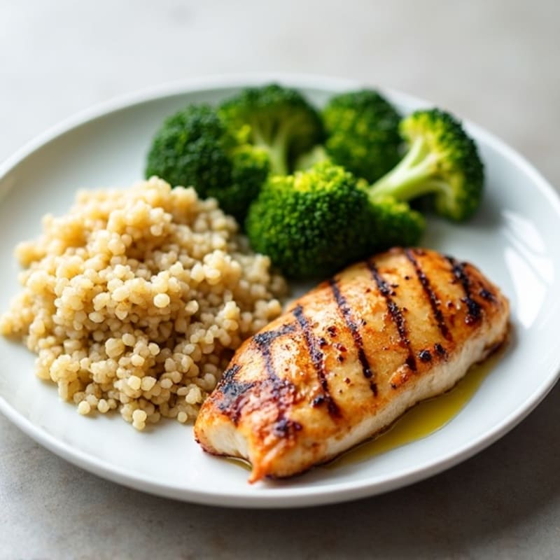 Grilled Chicken Breast with Quinoa and Steamed Broccoli