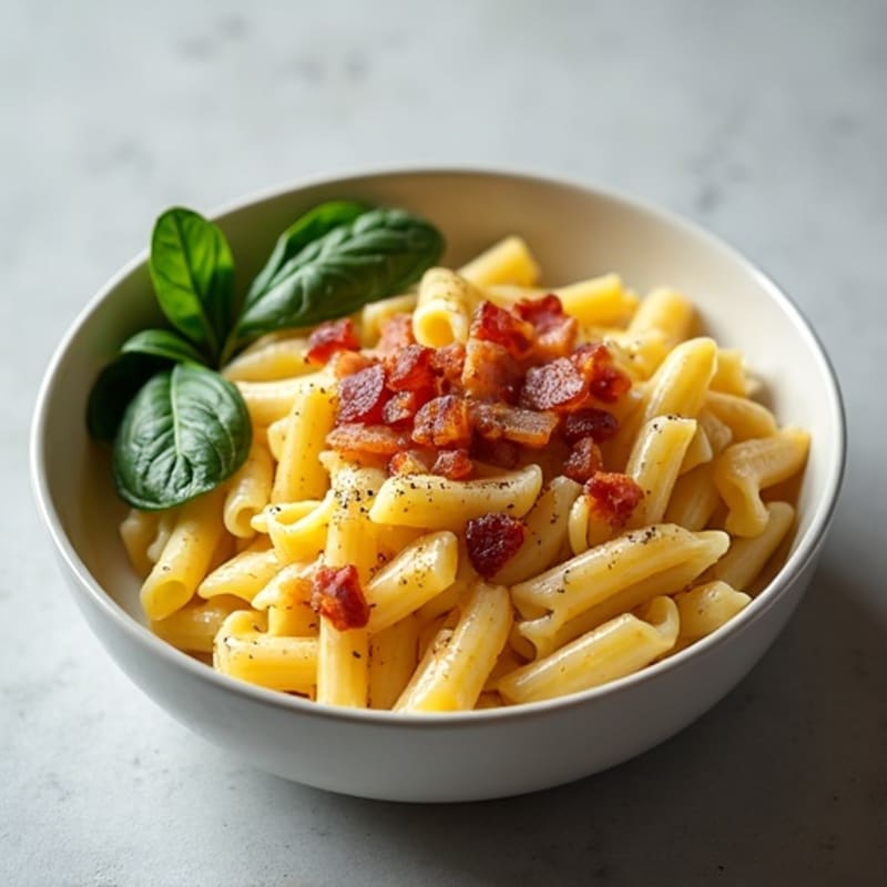Creamy Egg Pasta with Crispy Turkey Bacon