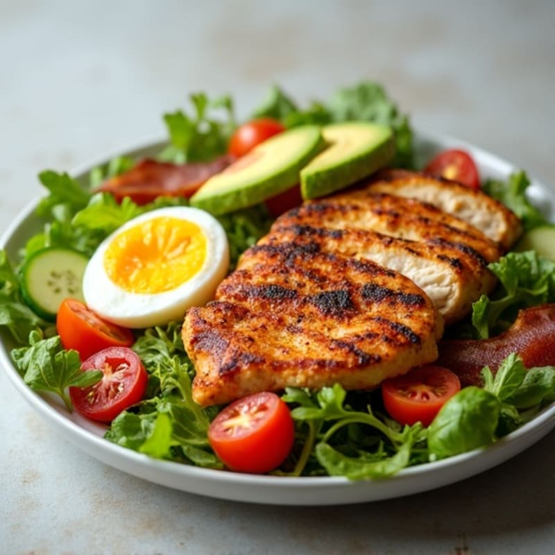 Grilled Chicken Cobb Salad with Crispy Bacon and Creamy Avocado