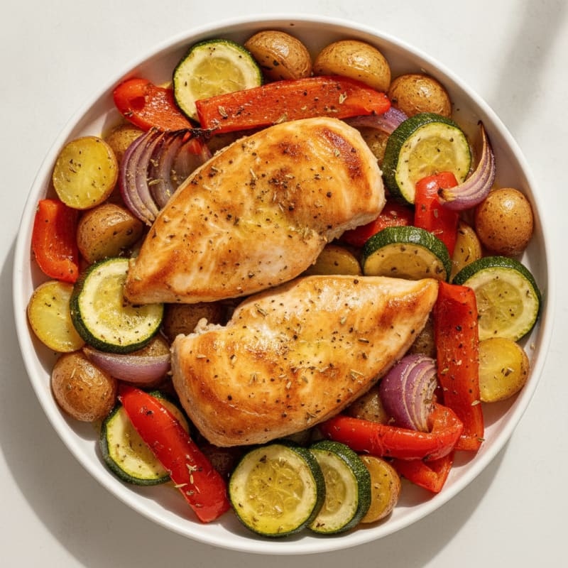 Herb-Roasted Chicken with Mediterranean Vegetables
