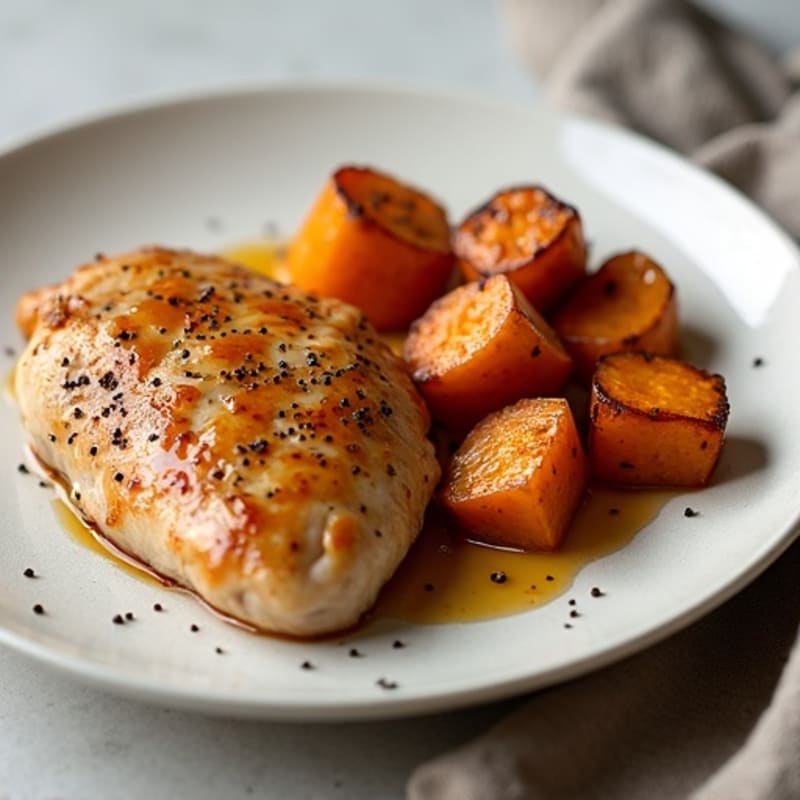 Honey-Glazed Garlic Chicken with Roasted Sweet Potatoes