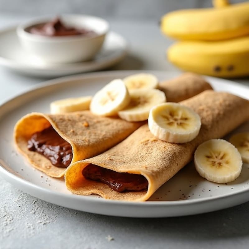 Whole Wheat Banana Crepes with Creamy Chocolate Hazelnut Filling