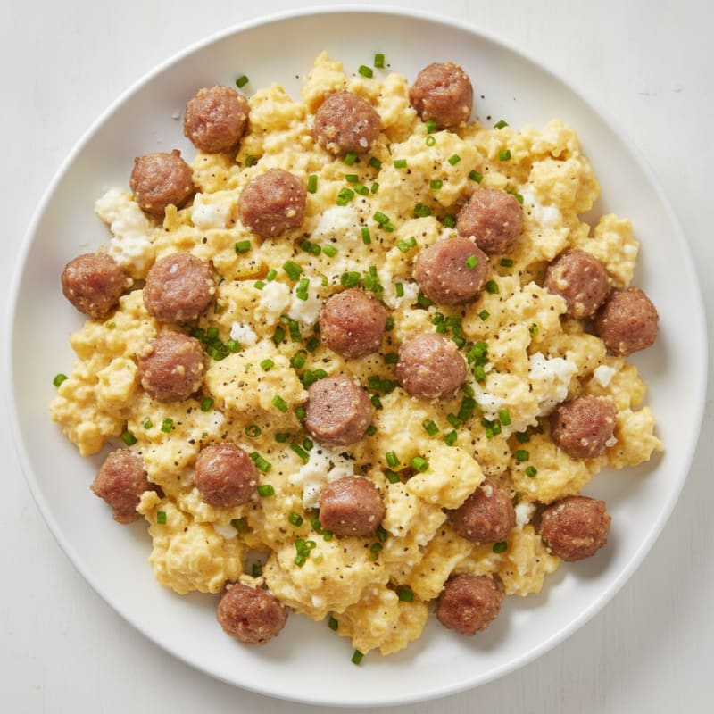 Sausage and Eggs Cottage Cheese Scramble