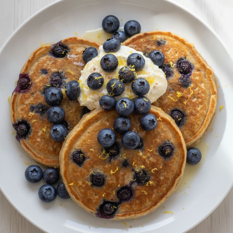 Blueberry Ricotta Pancakes with Lemon Zest