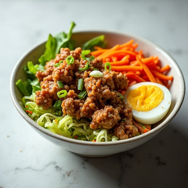 Savory Ground Pork and Crispy Cabbage Egg Roll Bowl