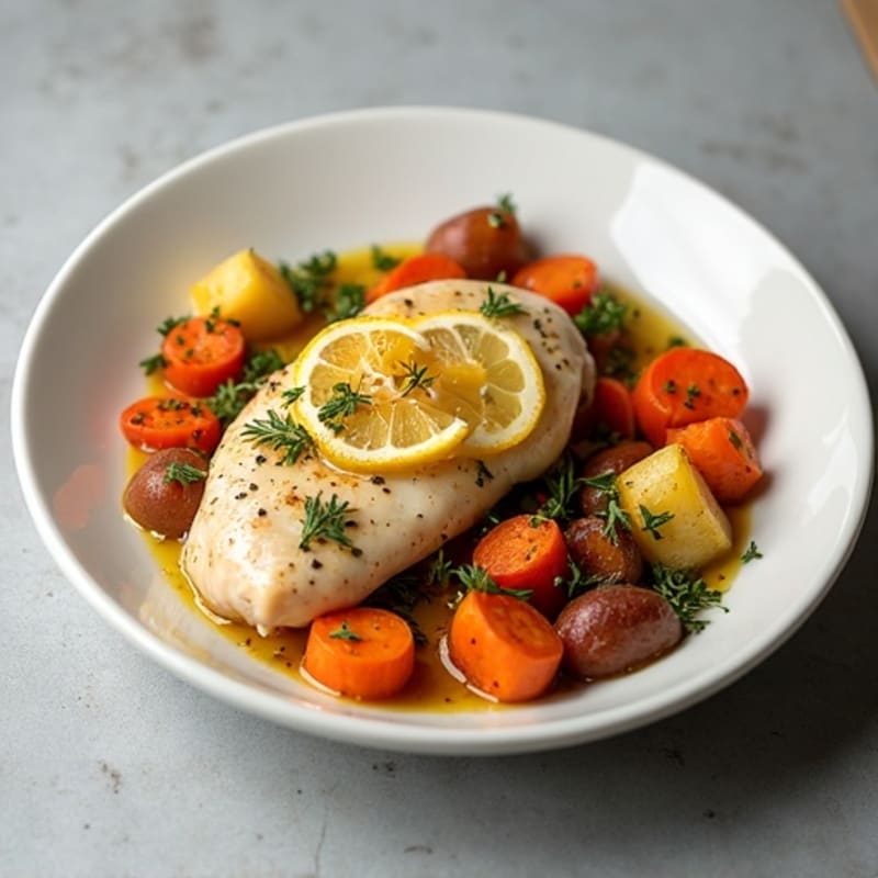 Sheet Pan Lemon Herb Chicken Breast with Roasted Root Vegetables